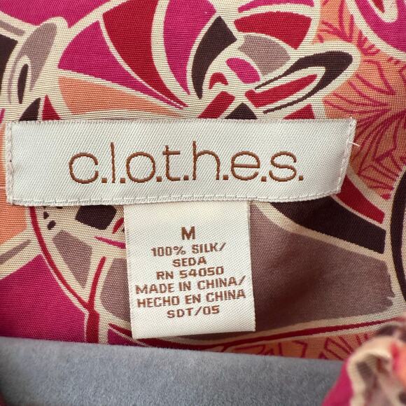 C.L.O.T.H.E.S. New Women's Multicolor 100%Silk Button Down Top Size Medium - Picture 6 of 13
